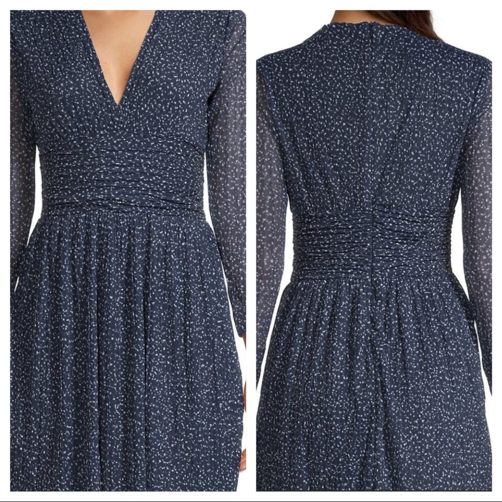 FRENCH CONNECTION Tabia Pleated Blue Polka Dot Dress Women’s Size 2